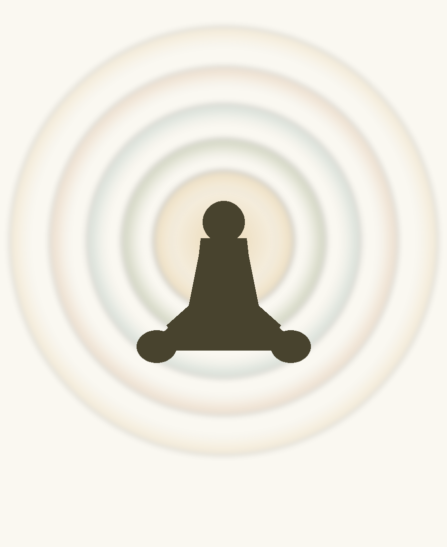 Illustration of a seated meditation figure surrounded by concentric rings of aura energy